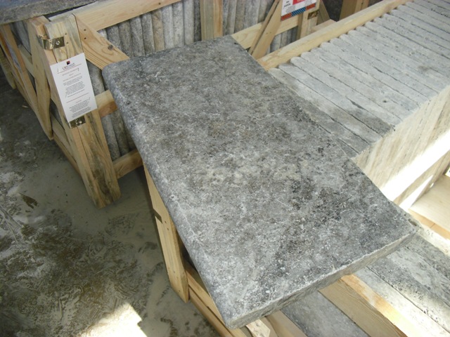 2x12x24 Silver Tumbled Travertine Pool Coping 1