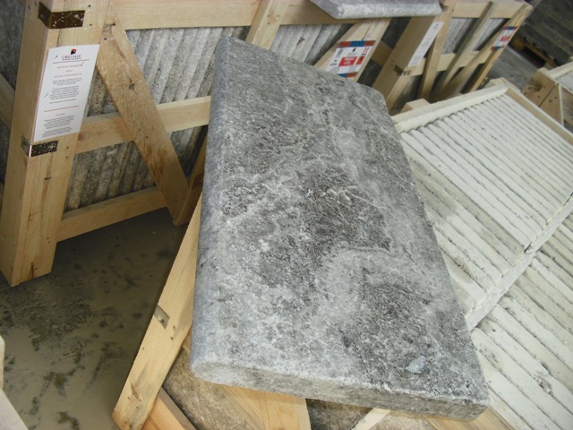 2x12x24 Silver Tumbled Travertine Pool Coping 2